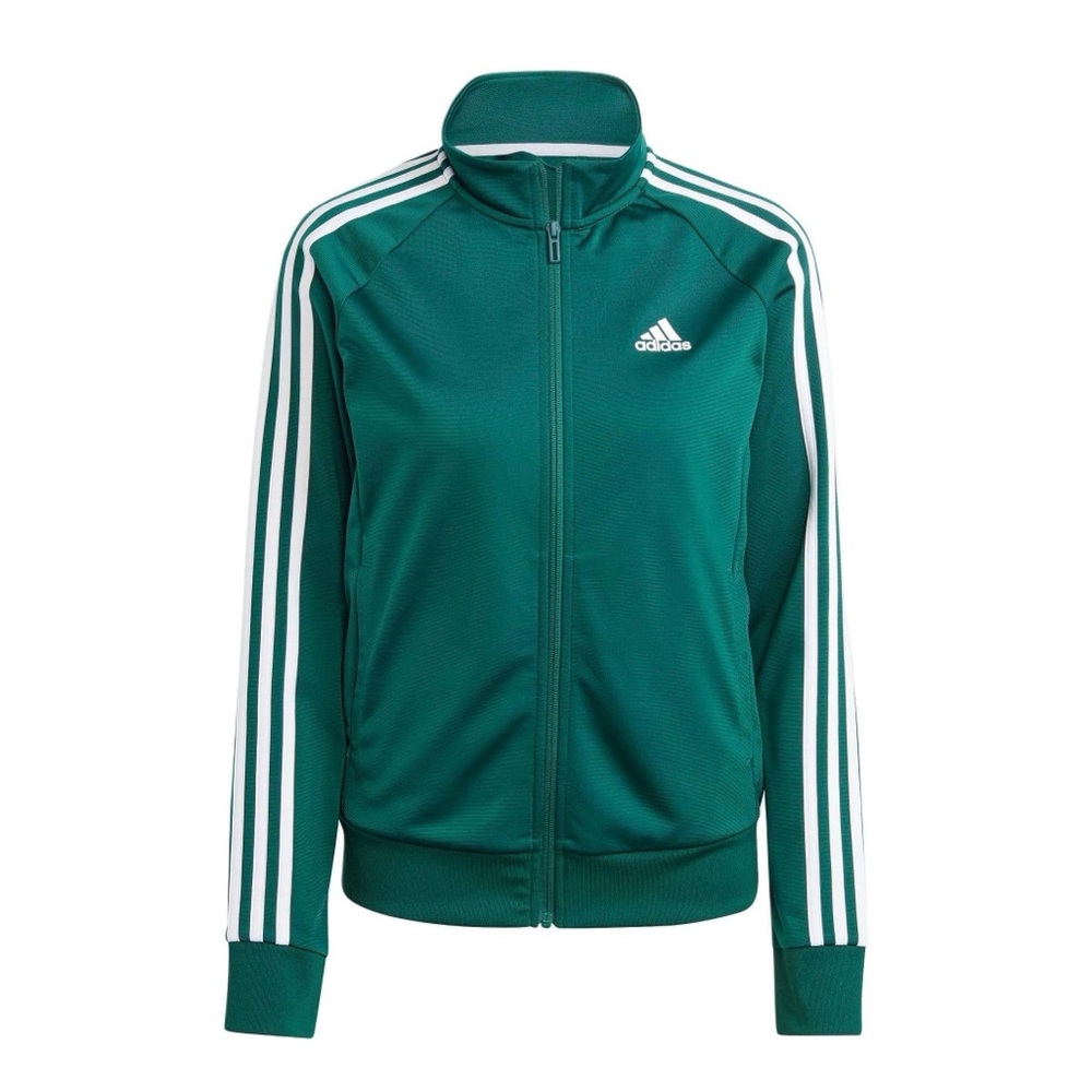 Adidas Primegreen Essentials women’s track jacket Green sz M three 3 Stripes